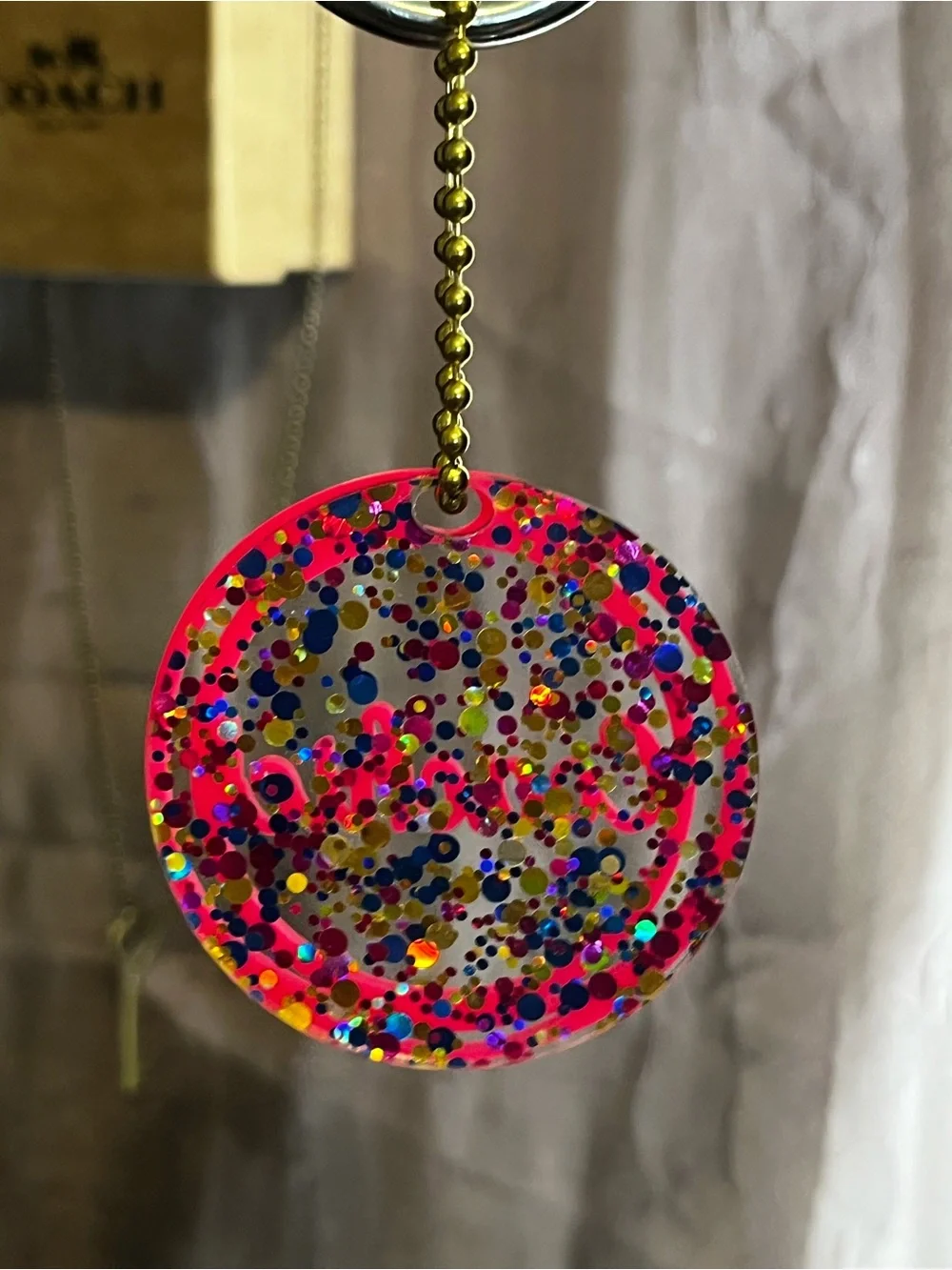 Custom Charm in Hot Pink on Confetti